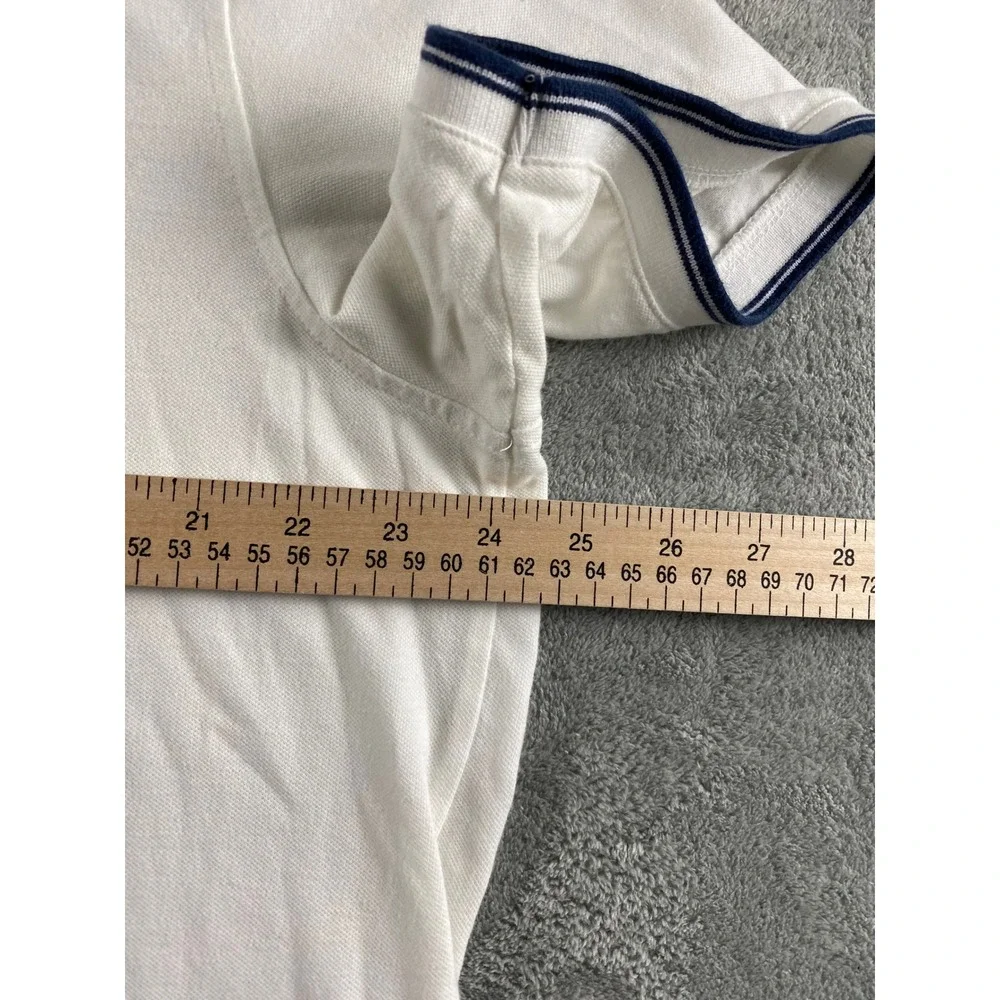 Sonoma Flexwear Mens XL White Navy Tipped Pocket‎ Polo Shirt Stretch Cotton